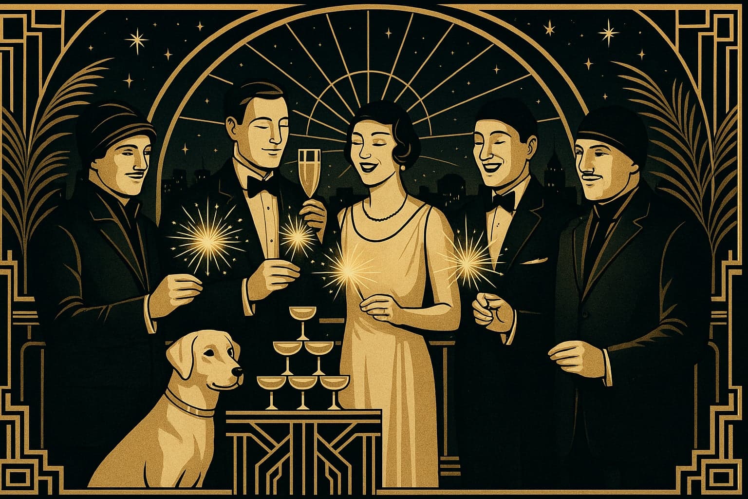 The same photograph painted as Art Deco Gala