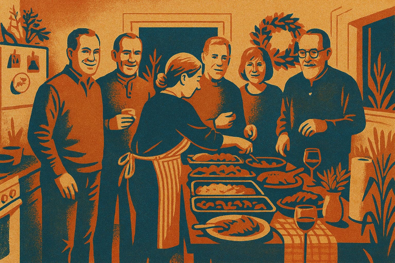 The same photograph painted as Three-Colour Riso Harvest