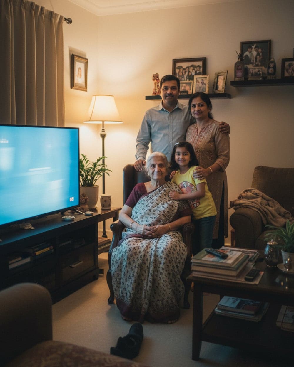 Four of them, one armchair — the photograph as it was sent in