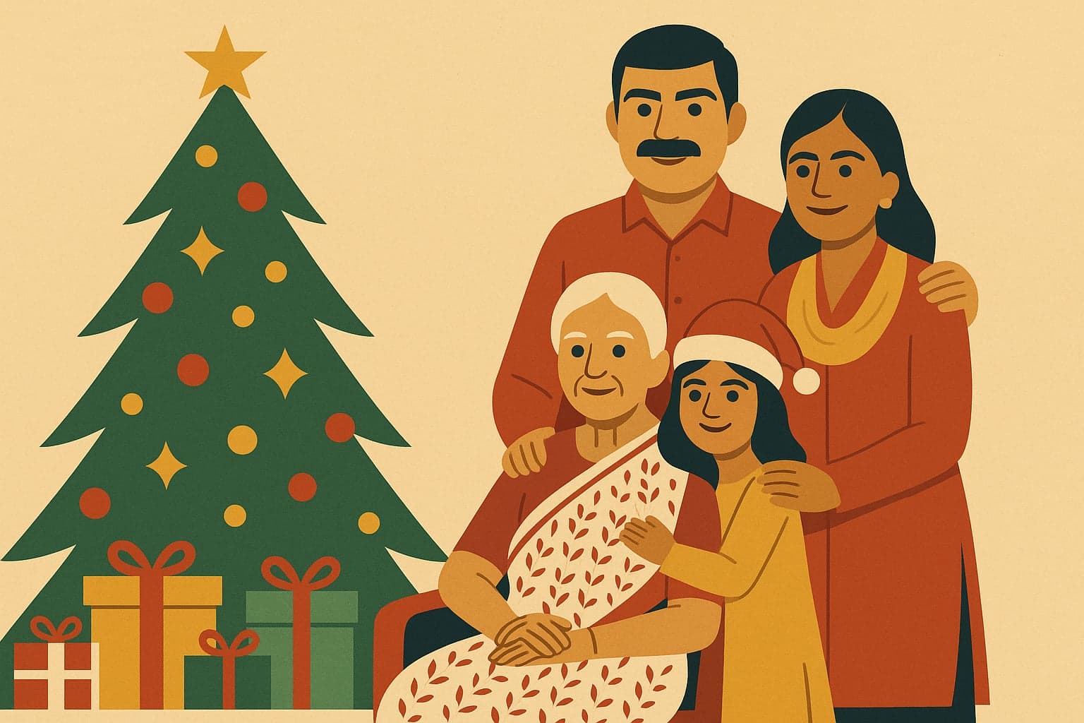 The same photograph painted as Holiday Editorial Vector