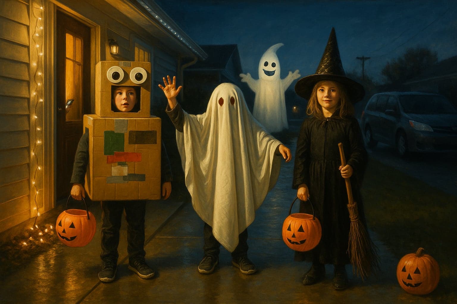 The same photograph painted as LED Porch Realism
