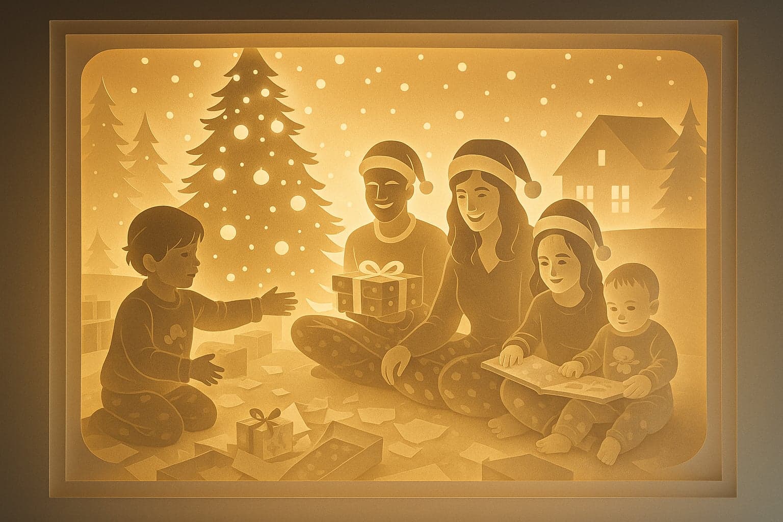 The same photograph painted as Papercut Lightbox