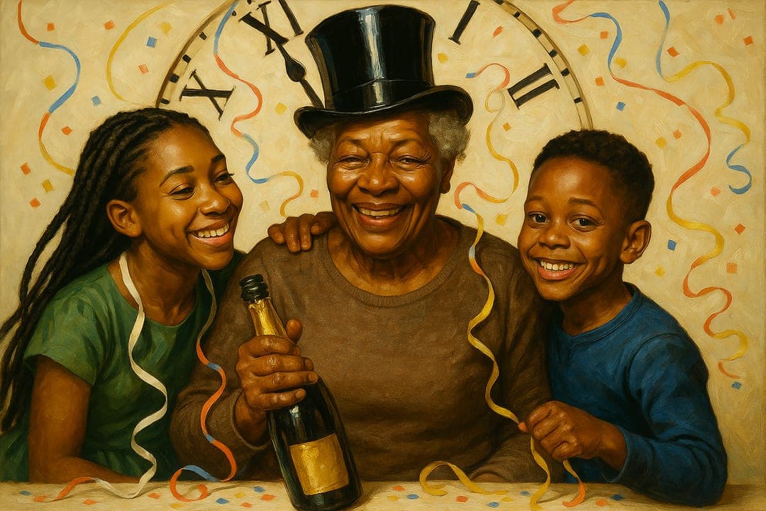 Leyendecker New Year Cover — J.C. Leyendecker's crisp cover brushwork — top hat, streamers, the stroke of twelve.